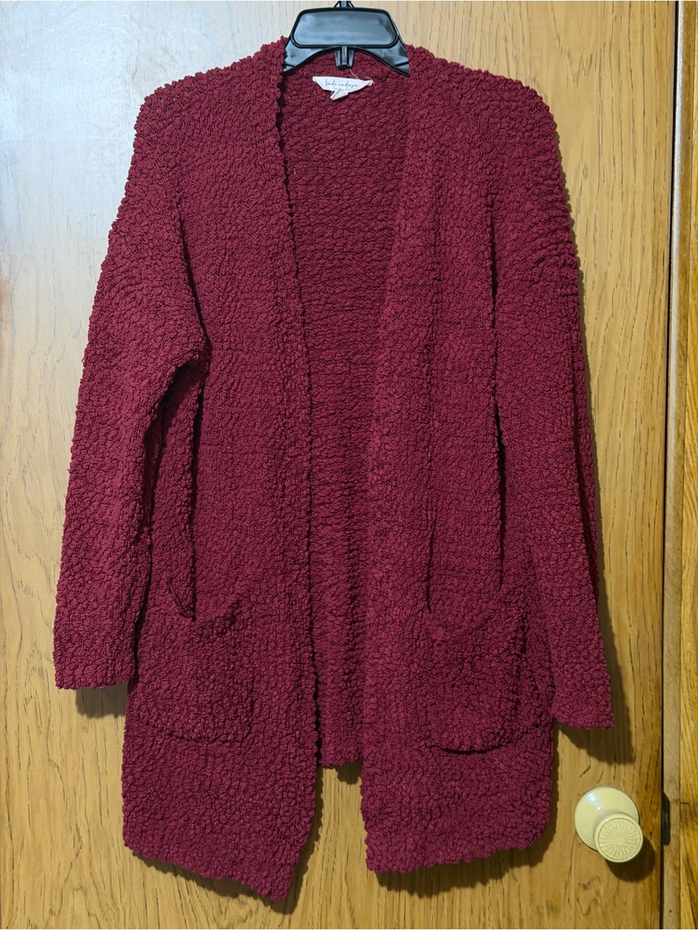 Plush Open-Front Cardigan Sweater - Deep Burgundy